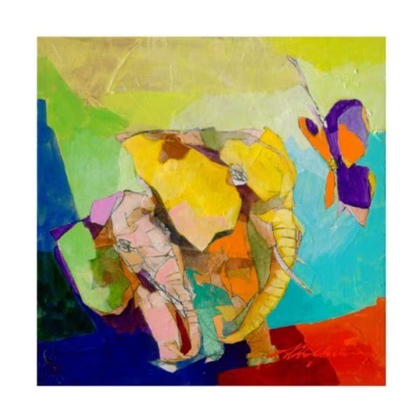 Yuval Wolfson 'The Elephant and The Butterfly I' Canvas Art, 14x14, Trademark Fine Art, Mfr#: MA01088-C1414GG